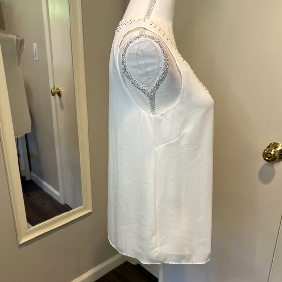 BCBGMaxAzria White Joline Studded Criss Cross Neck Blouse, Size XS - Picture 10 of 16